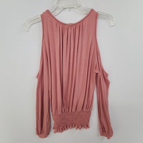 Anthropologie 143 Story Women's Cold Shoulder  Long Sleeve Top Pink Size S Boho - Picture 4 of 6